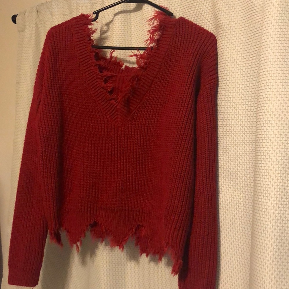 Red cropped sweater